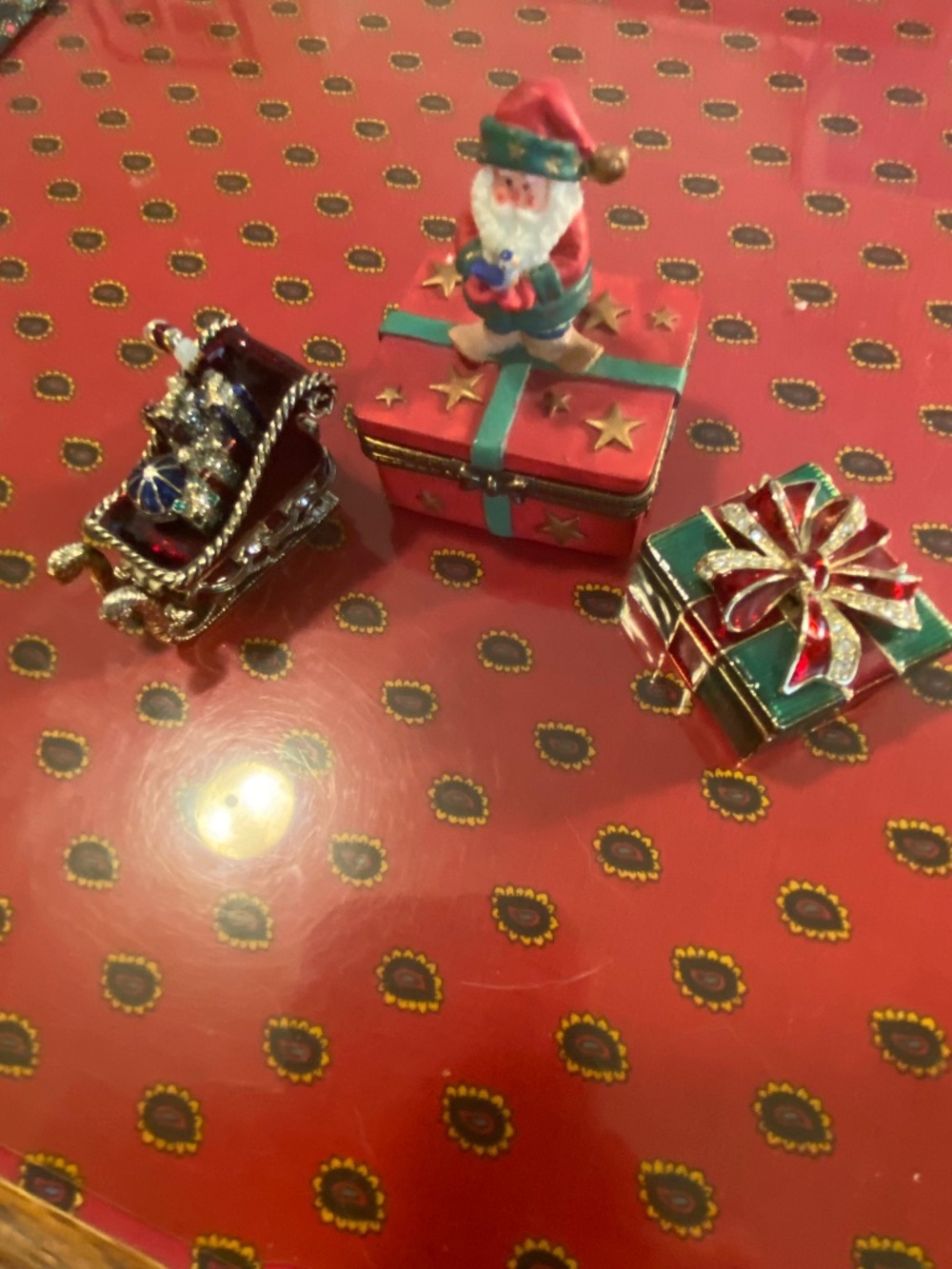 Three Christmas Trinket Boxes